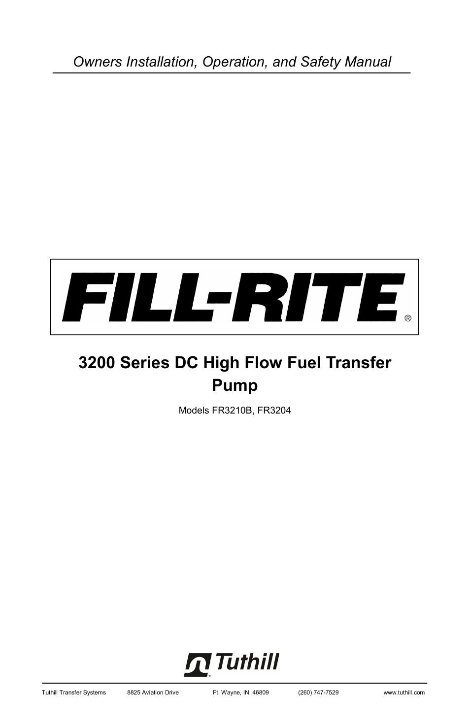 Fill-Rite 3200 Series High Flow DC Pump User Manual | 16 pages