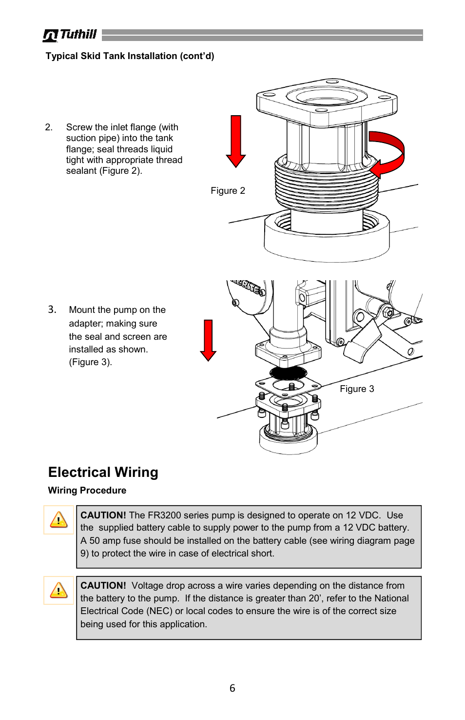 Electrical wiring | Fill-Rite 3200 Series High Flow DC Pump User Manual | Page 6 / 16