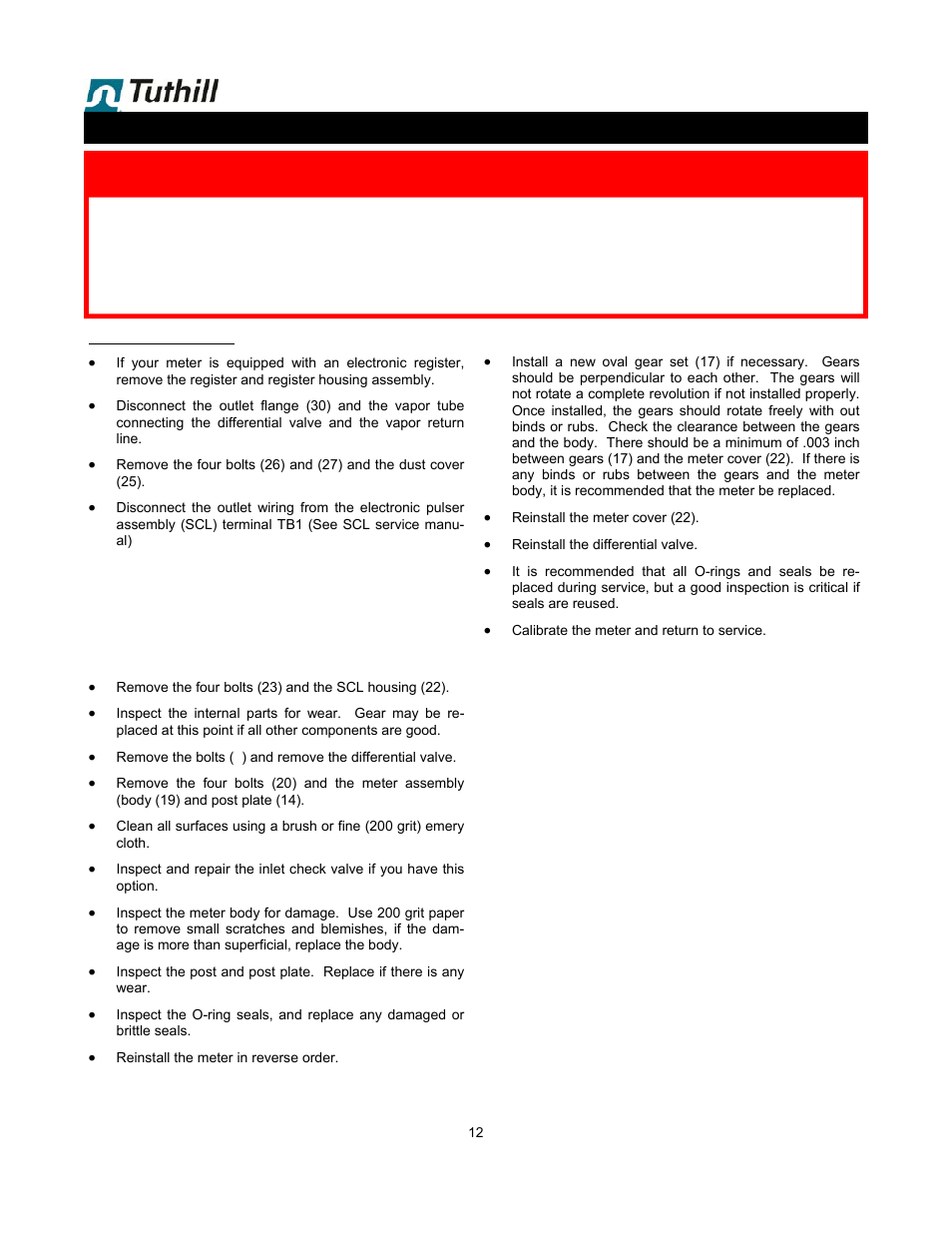 Danger!! danger!! danger, Relieve all internal pressure before servicing, Line pressure must be 0.0 psi | Fill-Rite TS06 LPG Precision Meter User Manual | Page 12 / 20