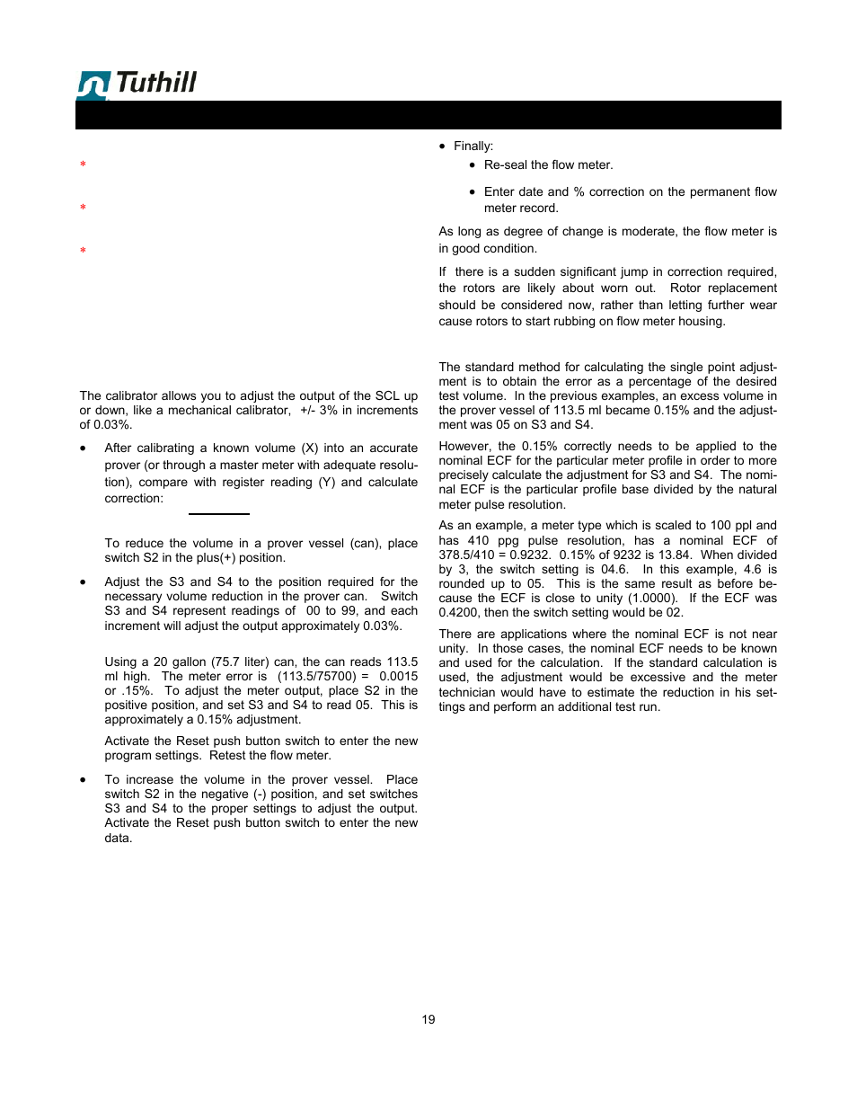 Flow meter calibration | Fill-Rite TS06 LPG Precision Meter User Manual | Page 19 / 20