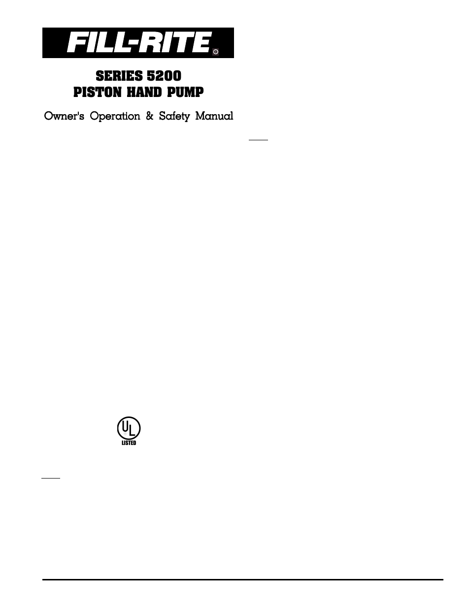 Fill-Rite 5200 Series Piston Hand Pump User Manual | 8 pages