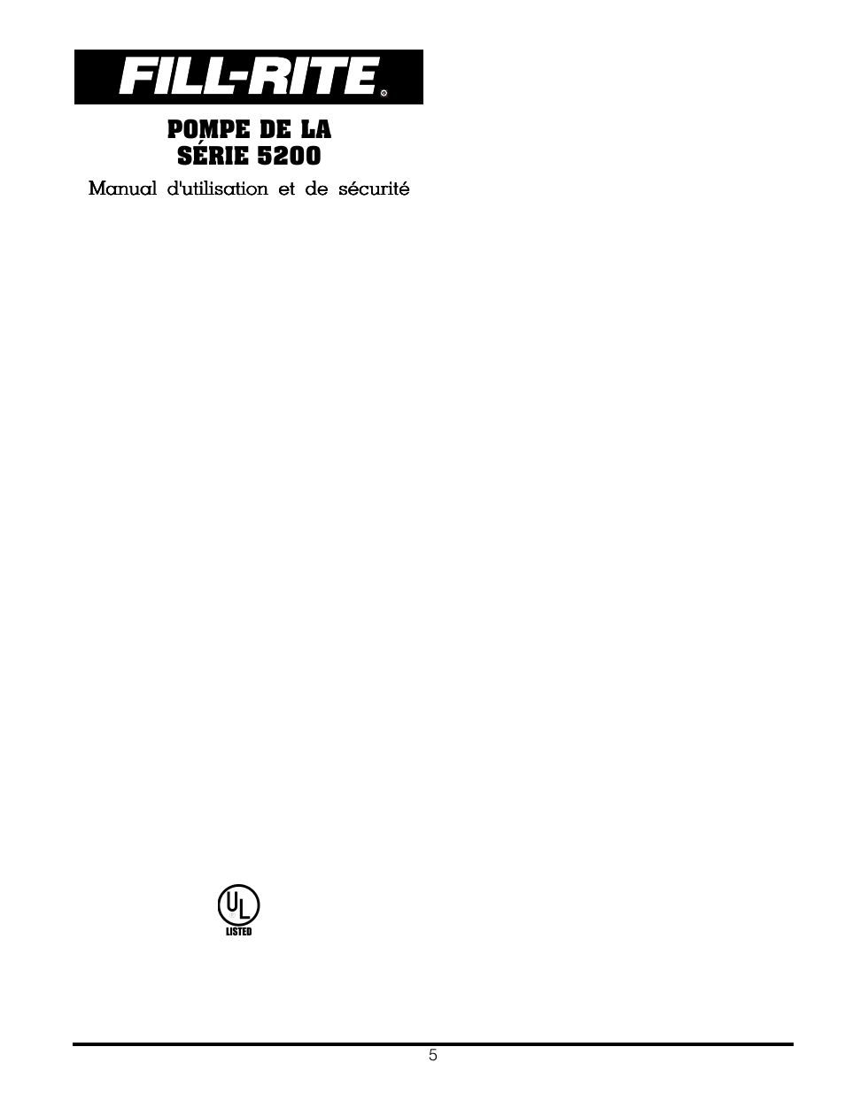 Pompe de la série 5200, Manual d'utilisation et de sécurité, Sécurité avertissement | Installation mode d’emploi, Guide de dépannage, Instruction pour inverser le sens du débit | Fill-Rite 5200 Series Piston Hand Pump User Manual | Page 5 / 8