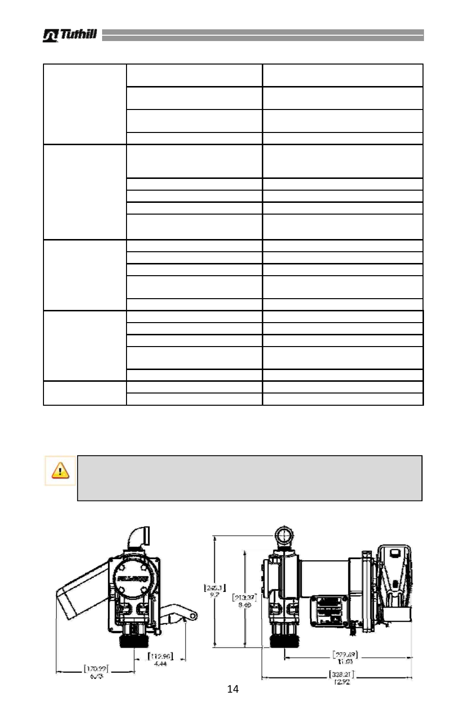 Troubleshooting (cont’d), Dimensional information | Fill-Rite FR600G Series AC Transfer Pumps User Manual | Page 14 / 80