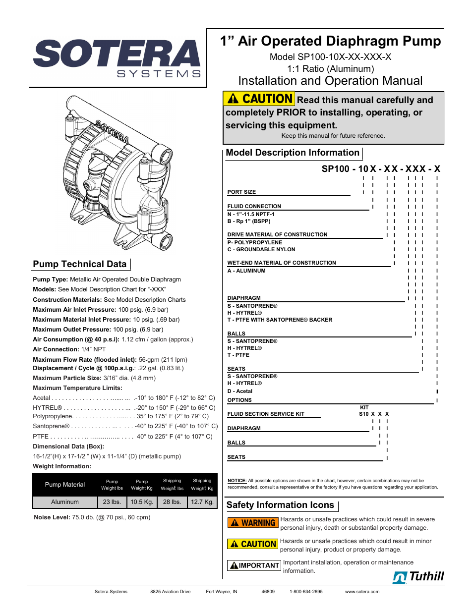 Sotera SP100-10X-XX-XXX-X User Manual | 48 pages