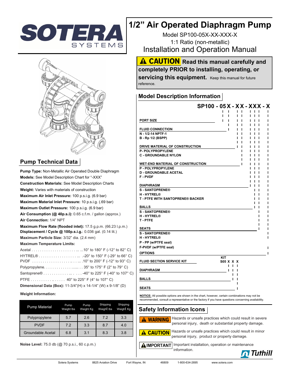 Sotera SP100-05X-XX-XXX-X User Manual | 48 pages