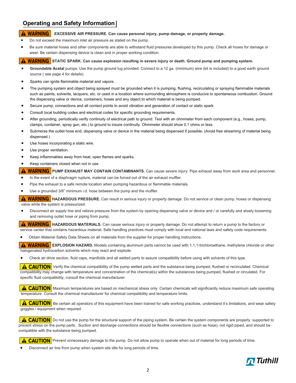 Operating and safety information | Sotera SP100-05X-XX-XXX-X User Manual | Page 2 / 48