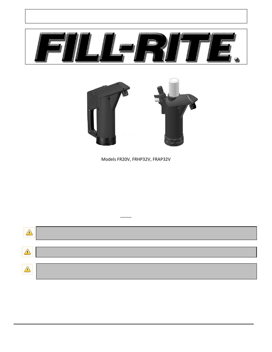 Fill-Rite FRHP32V User Manual | 4 pages