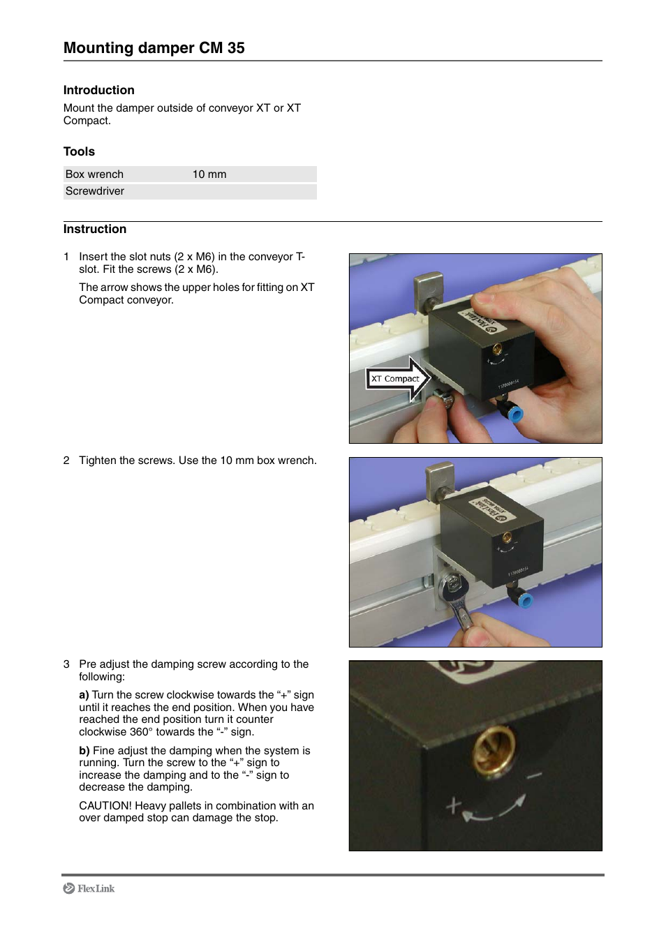 Mounting damper cm 35 | FlexLink XT (макс. 30 кг) Монтаж User Manual | Page 49 / 74