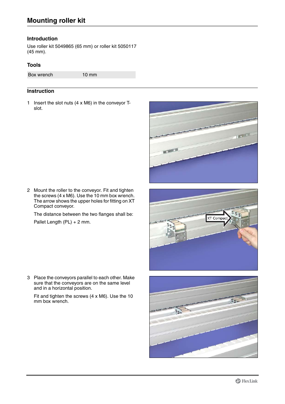 Mounting roller kit | FlexLink XT (макс. 30 кг) Монтаж User Manual | Page 50 / 74