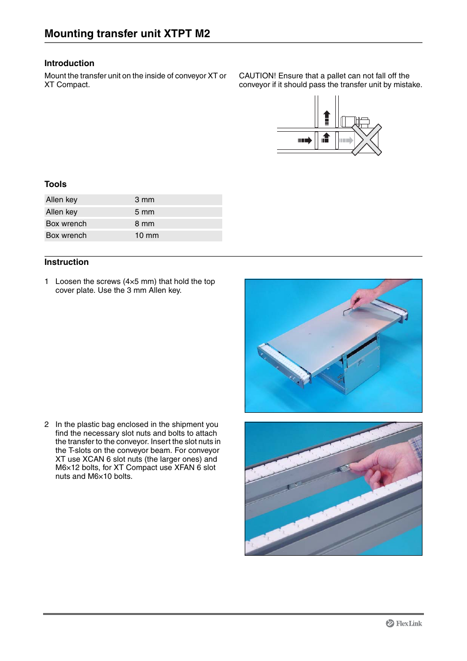 Mounting transfer unit xtpt m2 | FlexLink XT (макс. 30 кг) Монтаж User Manual | Page 60 / 74