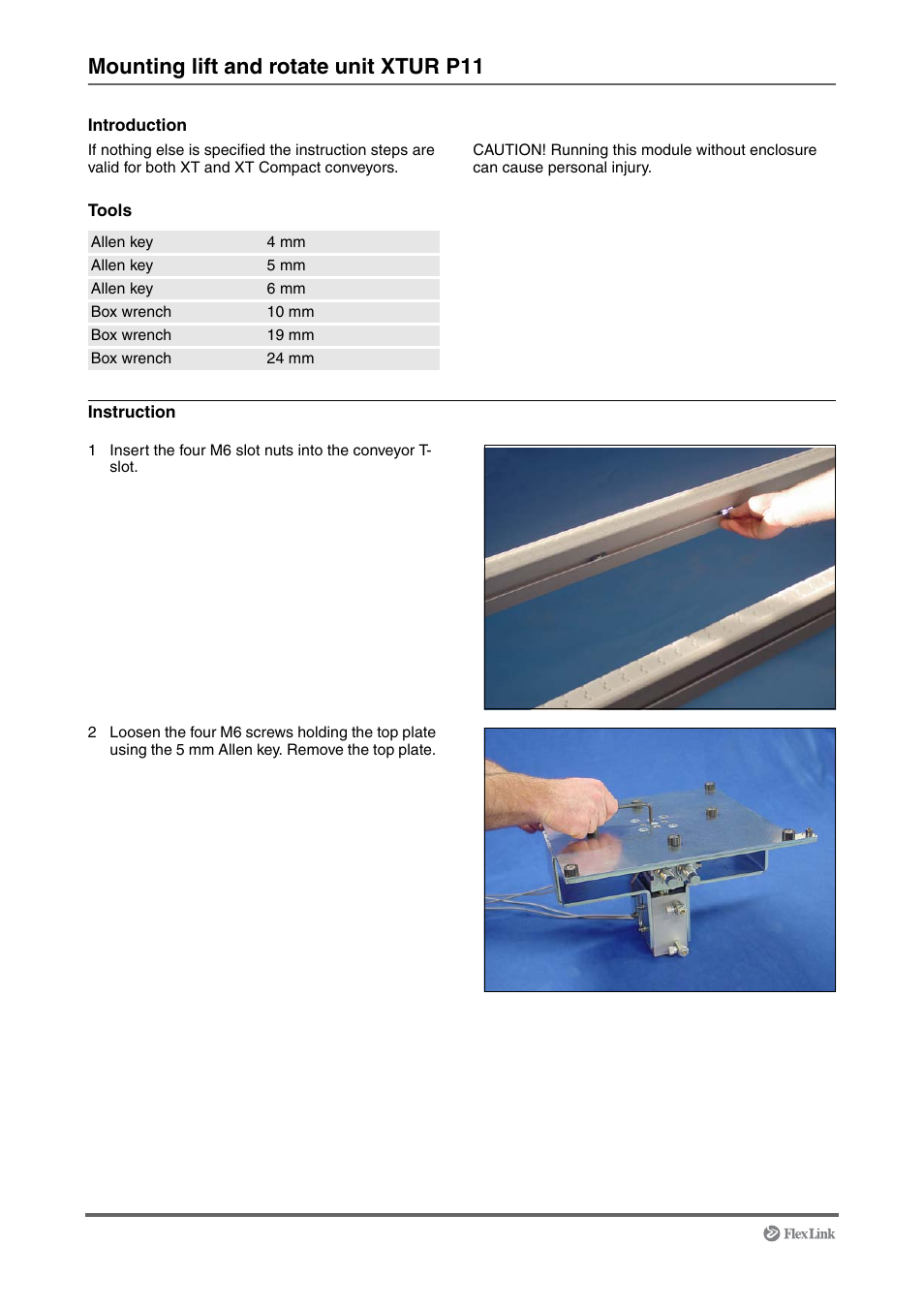 Mounting lift and rotate unit xtur p11 | FlexLink XT (макс. 30 кг) Монтаж User Manual | Page 68 / 74