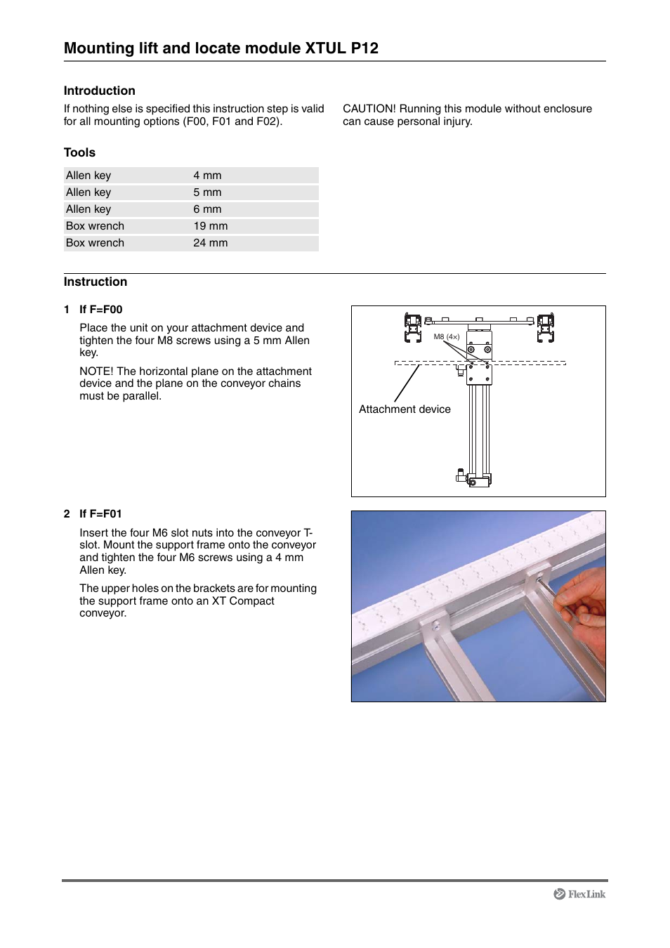 Mounting lift and locate module xtul p12 | FlexLink XT (макс. 30 кг) Монтаж User Manual | Page 70 / 74