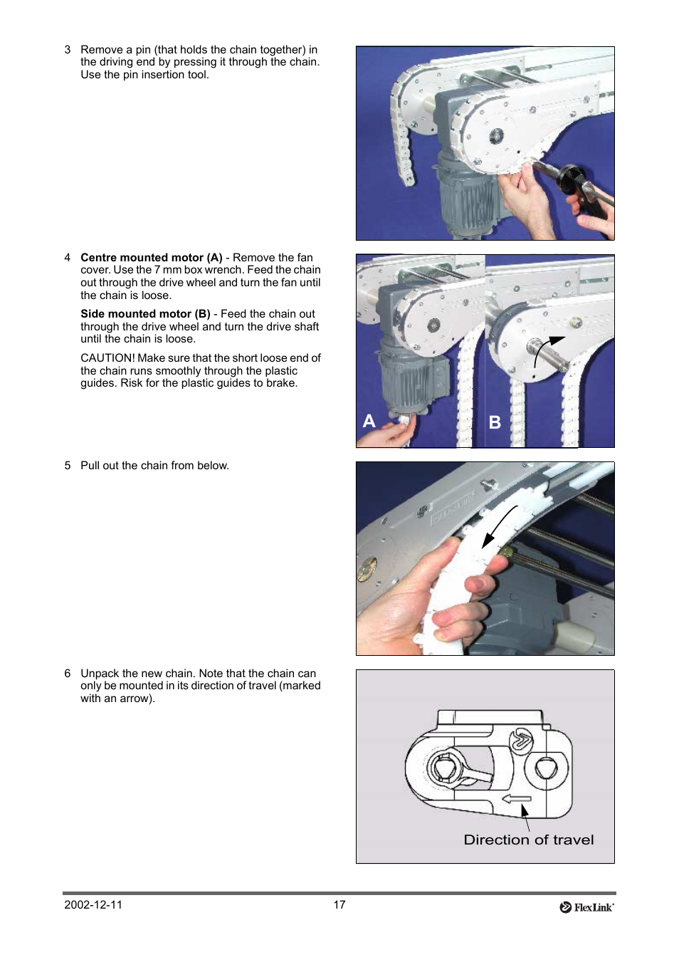 5 pull out the chain from below | FlexLink XT (макс. 30 кг) Тех. обслуживание User Manual | Page 17 / 67