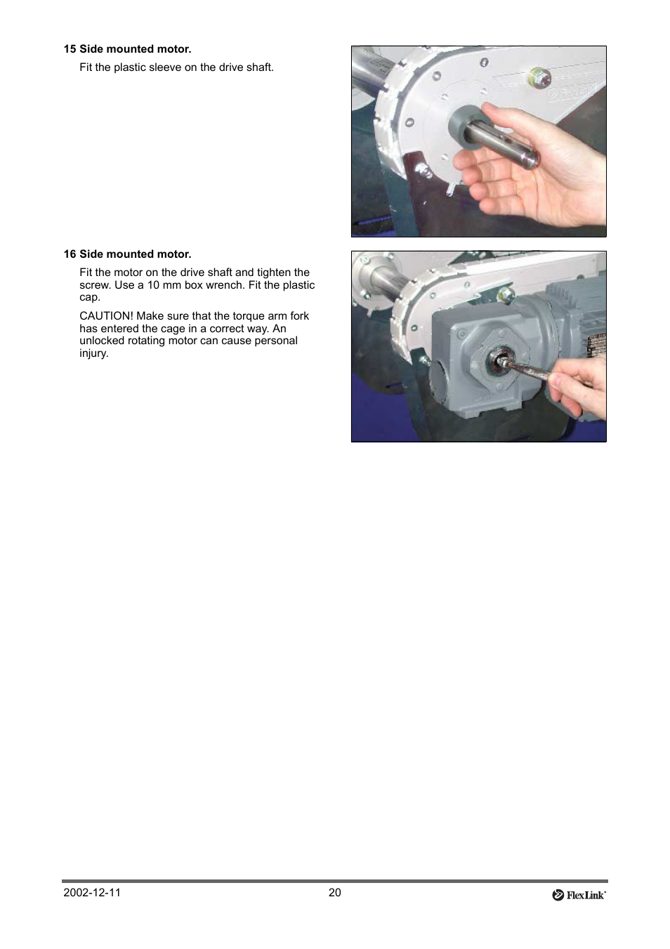 15 side mounted motor, 16 side mounted motor | FlexLink XT (макс. 30 кг) Тех. обслуживание User Manual | Page 20 / 67