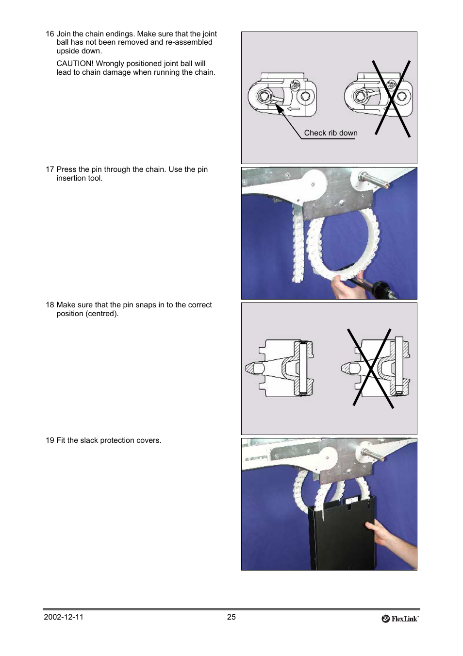 19 fit the slack protection covers | FlexLink XT (макс. 30 кг) Тех. обслуживание User Manual | Page 25 / 67