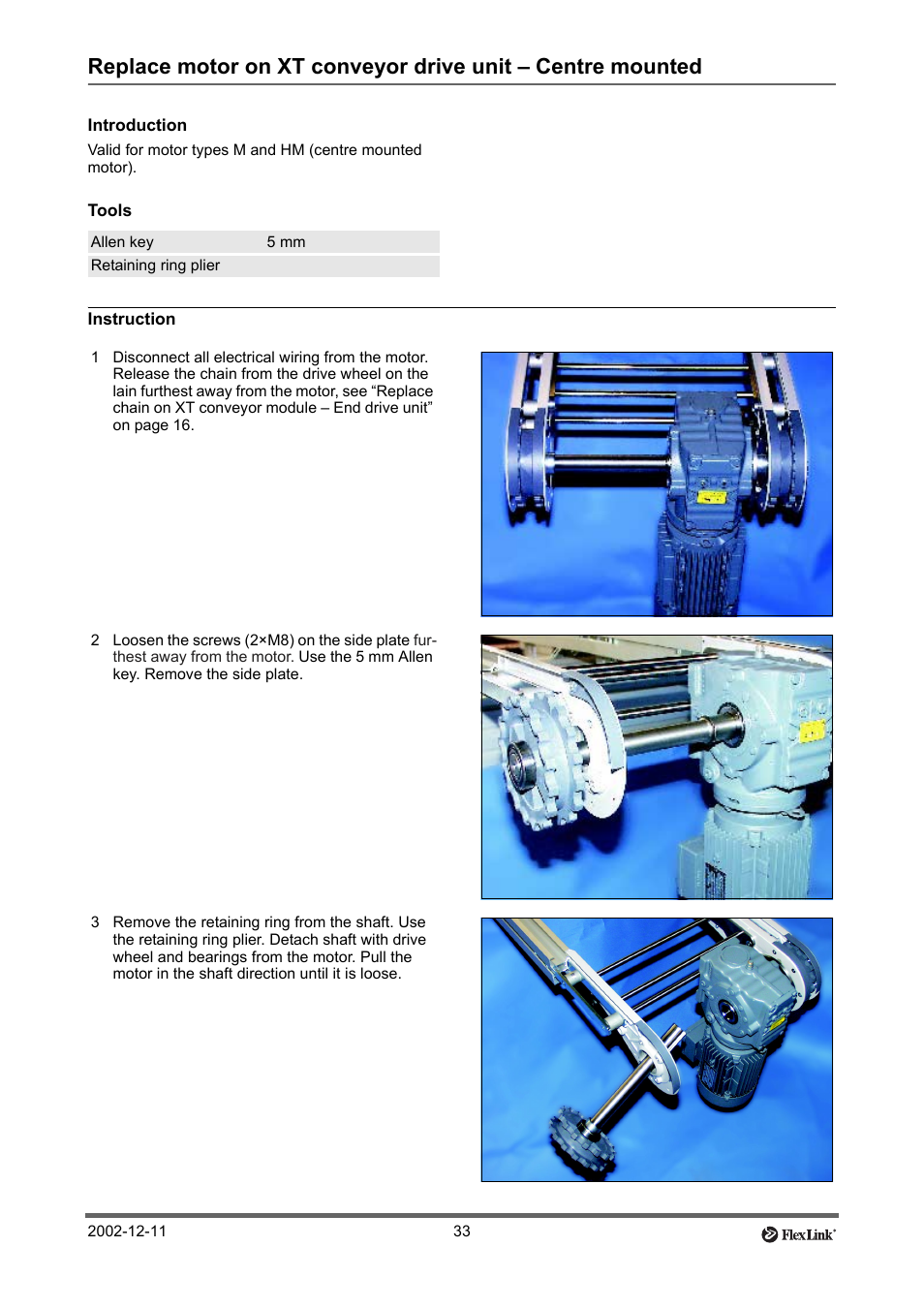 Introduction, Tools, Instruction | FlexLink XT (макс. 30 кг) Тех. обслуживание User Manual | Page 33 / 67
