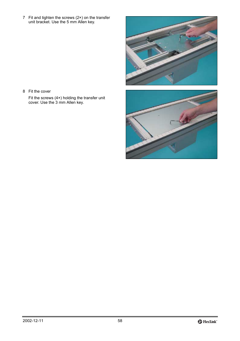8 fit the cover | FlexLink XT (макс. 30 кг) Тех. обслуживание User Manual | Page 58 / 67