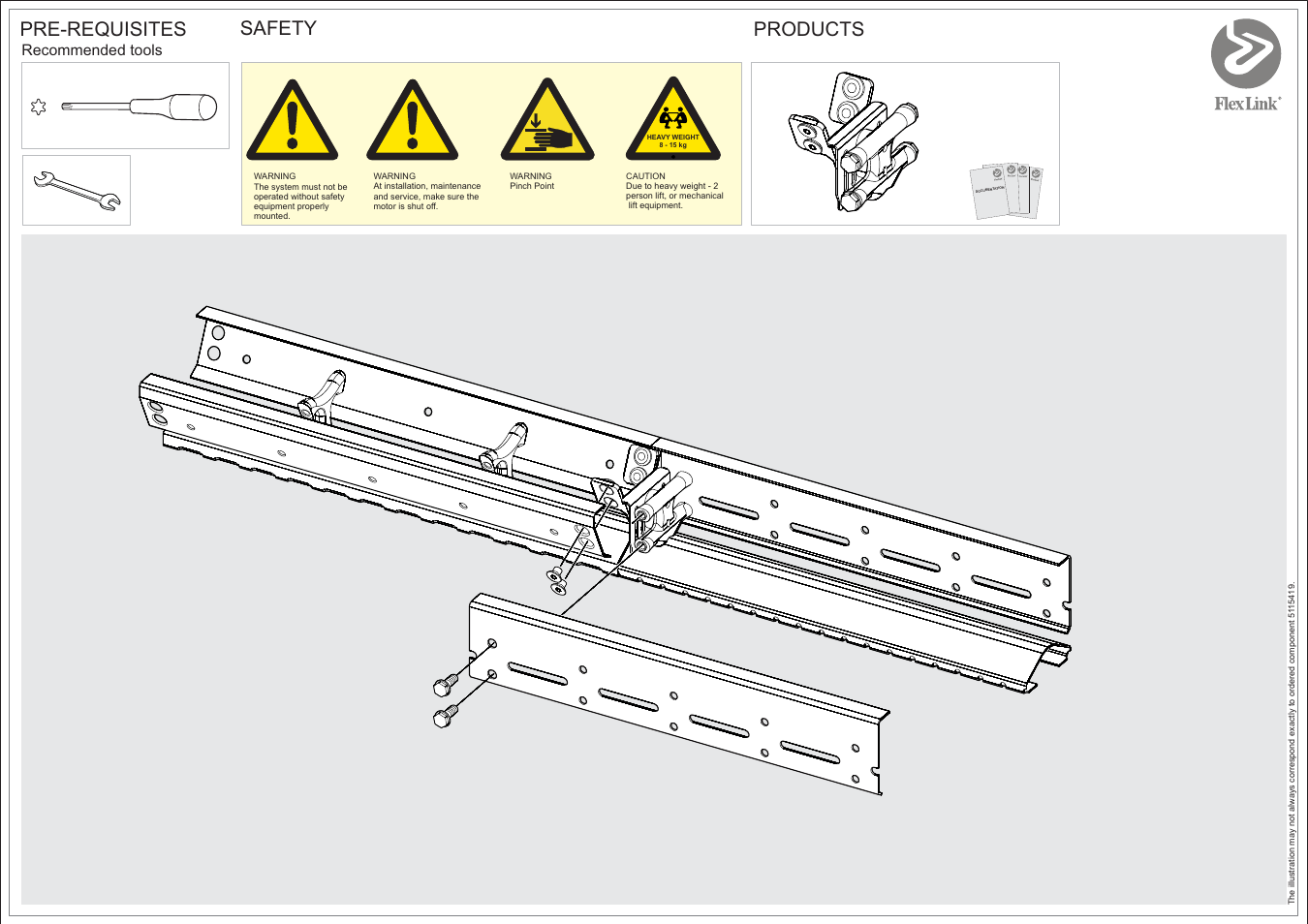 FlexLink X85X (85 мм) Монтаж соединительной скобы User Manual | 2 pages