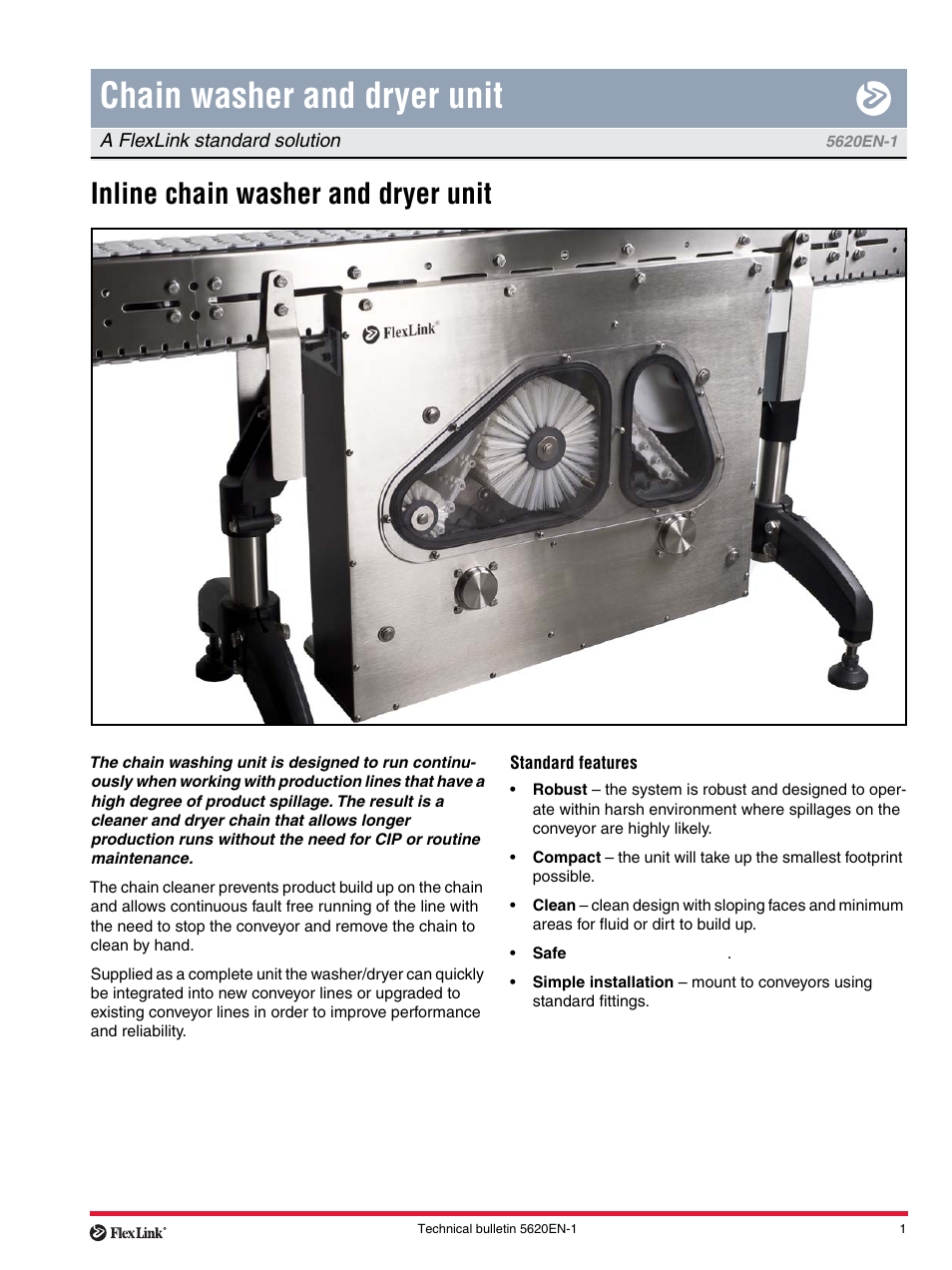 FlexLink Блок очистки_сушки конвейера User Manual | 2 pages