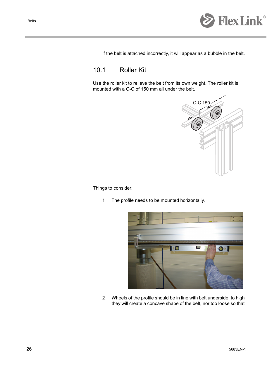 1 roller kit, 1 the profile needs to be mounted horizontally | FlexLink WL322 (322 мм) Монтаж User Manual | Page 30 / 48