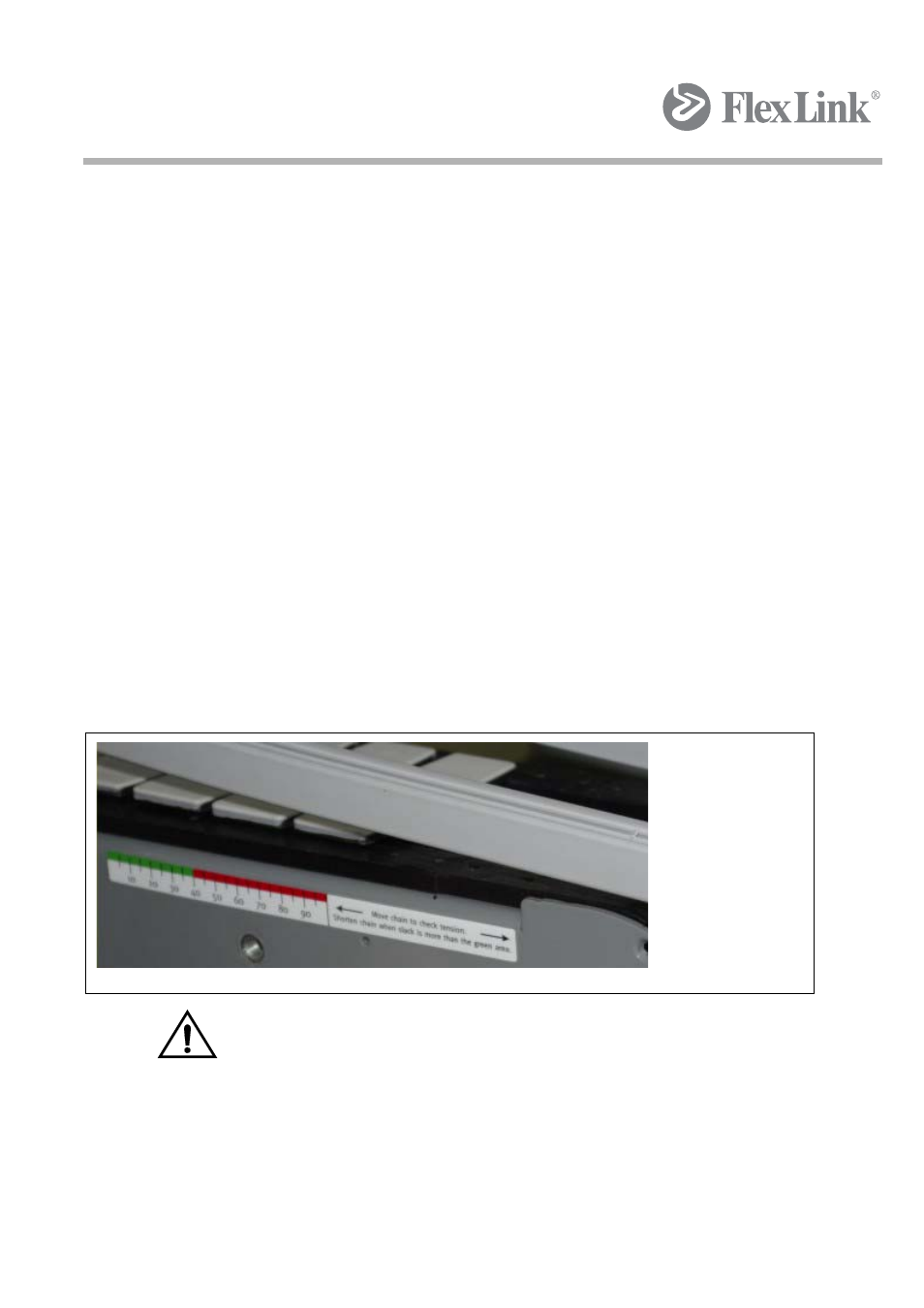 2 checking chain tension and chain stretch | FlexLink Spiral Elevator User Manual | Page 50 / 74