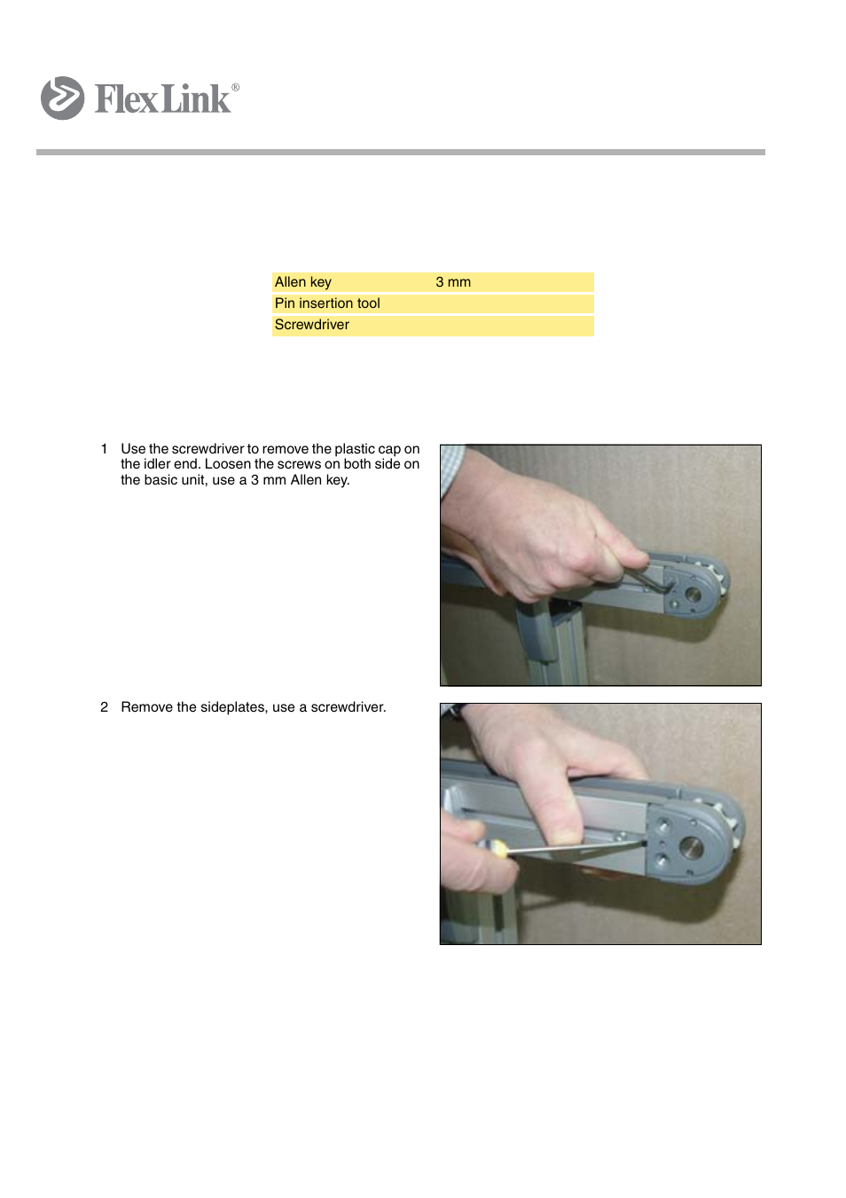 1 tools, 2 procedure | FlexLink X45 Руководство пользователя User Manual | Page 31 / 46