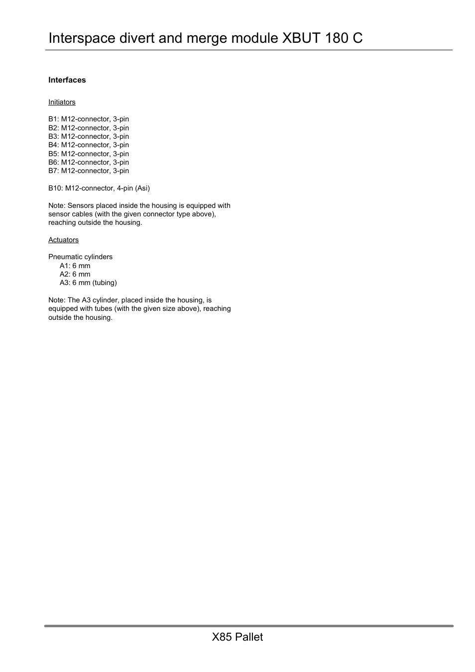 Interspace divert and merge module xbut 180 c, X85 pallet | FlexLink X85 Промежуточный модуль распределения XBUТ 180С Руководство пользователя User Manual | Page 5 / 9