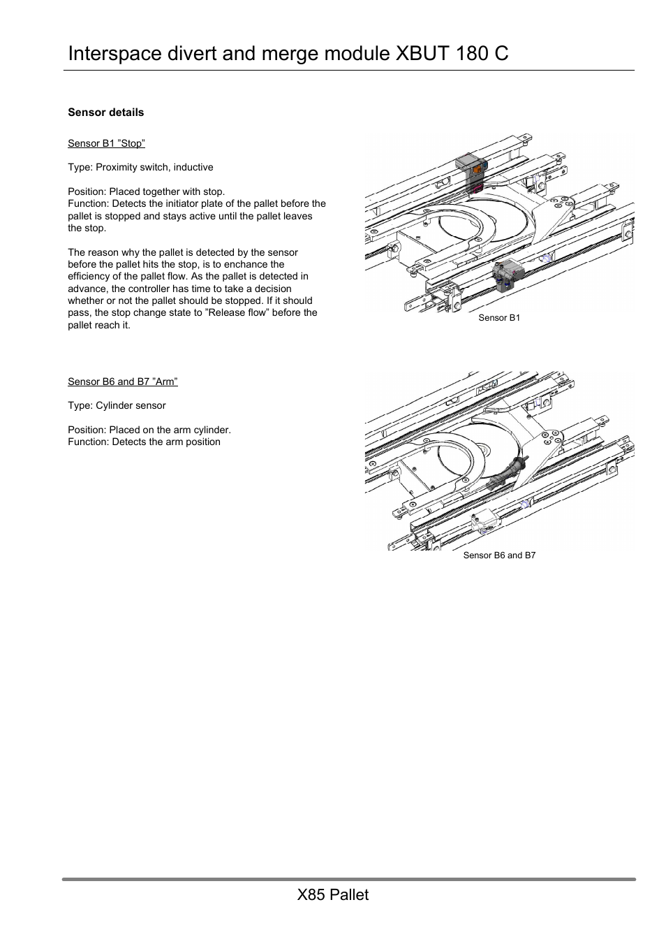 Interspace divert and merge module xbut 180 c, X85 pallet | FlexLink X85 Промежуточный модуль распределения XBUТ 180С Руководство пользователя User Manual | Page 8 / 9