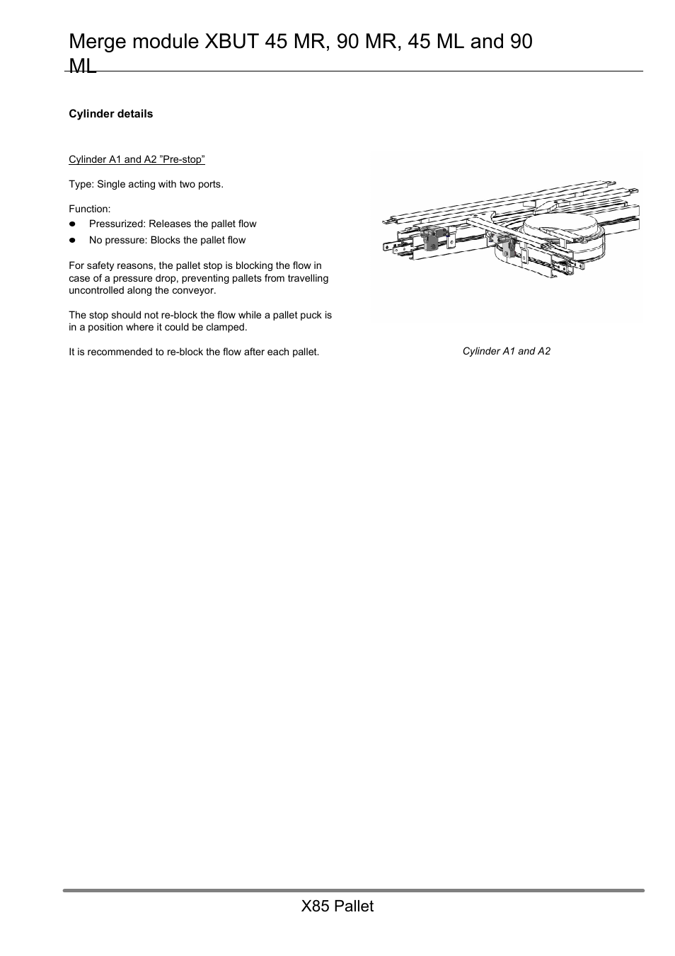 X85 pallet | FlexLink X85 Модуль объединения XBUТ 45СR,90CR,45CL,90CL Руководство пользователя User Manual | Page 7 / 9