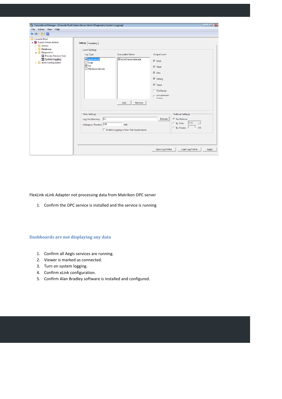 Dashboards, Dashboards are not displaying any data, Providing production efficiency | FlexLink YOUTILIZE User Manual | Page 108 / 125