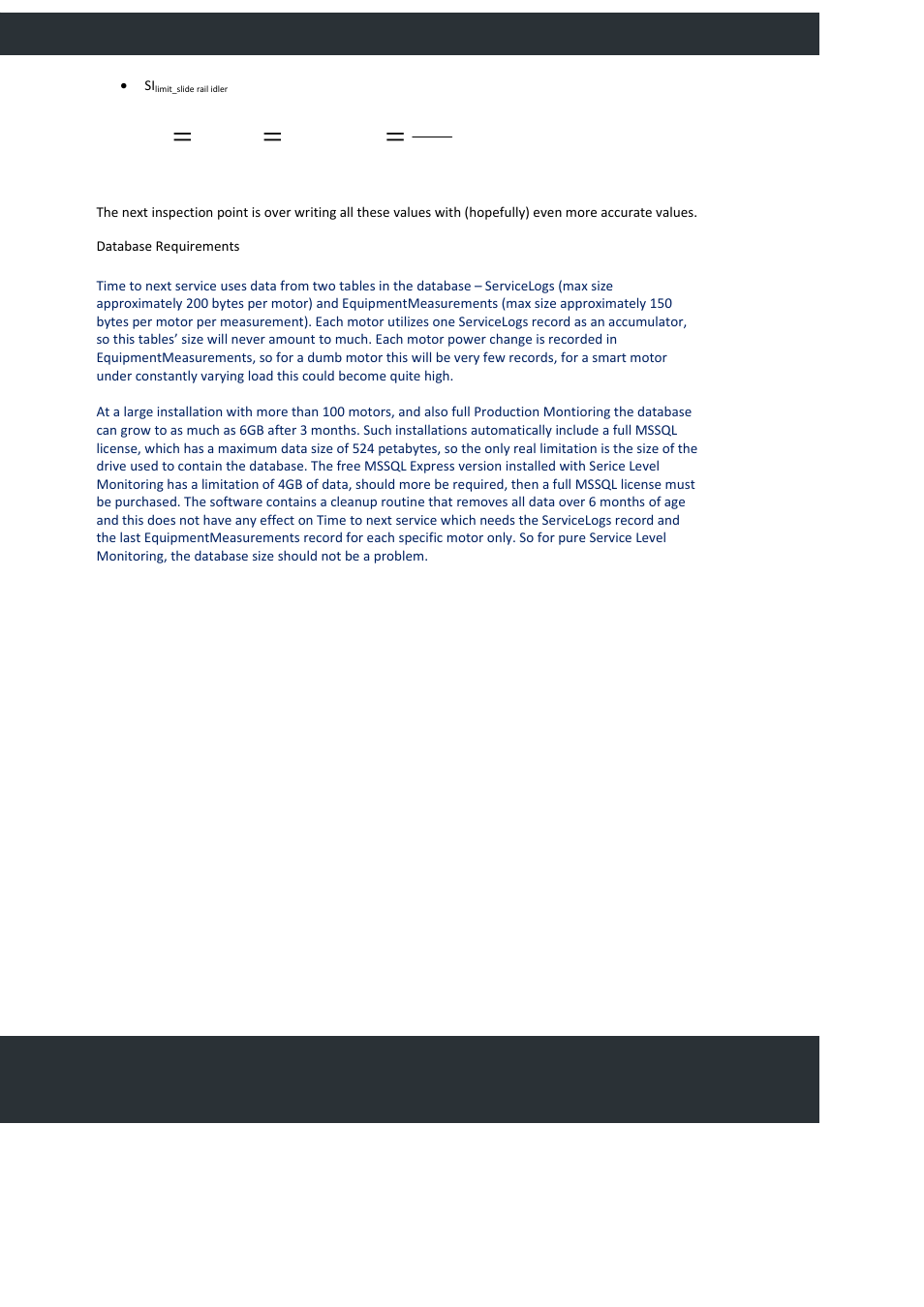 Dashboard update, Database requrements, X* x y ) f(x y si | FlexLink YOUTILIZE User Manual | Page 122 / 125