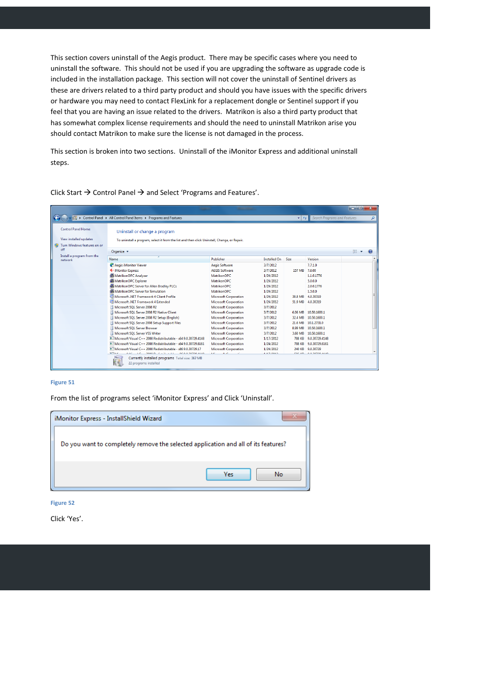 System uninstall, Imonitor express uninstall, Providing production efficiency | FlexLink YOUTILIZE User Manual | Page 41 / 125