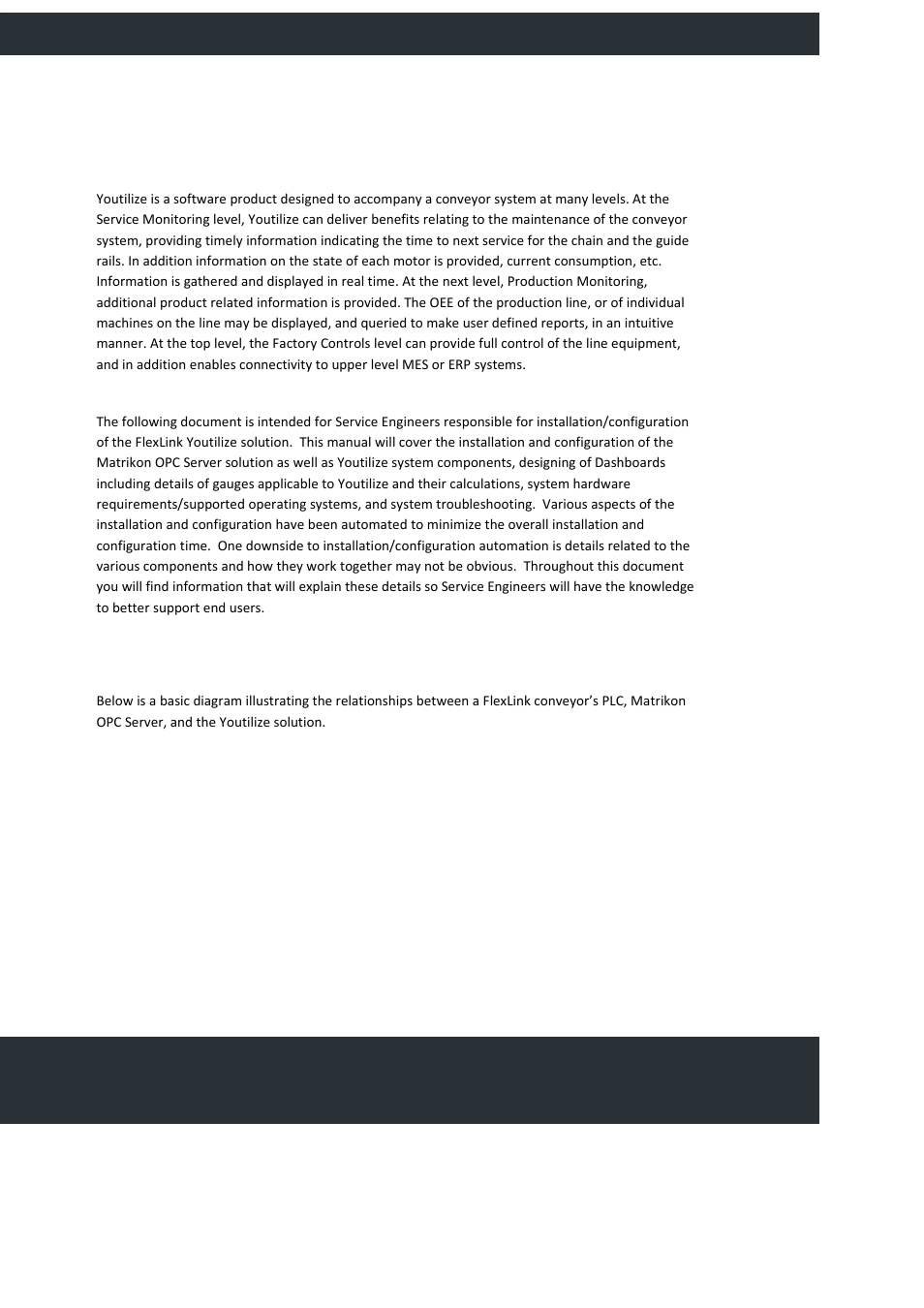 Introduction, What is youtilize, This document | Basic system overview | FlexLink YOUTILIZE User Manual | Page 7 / 125
