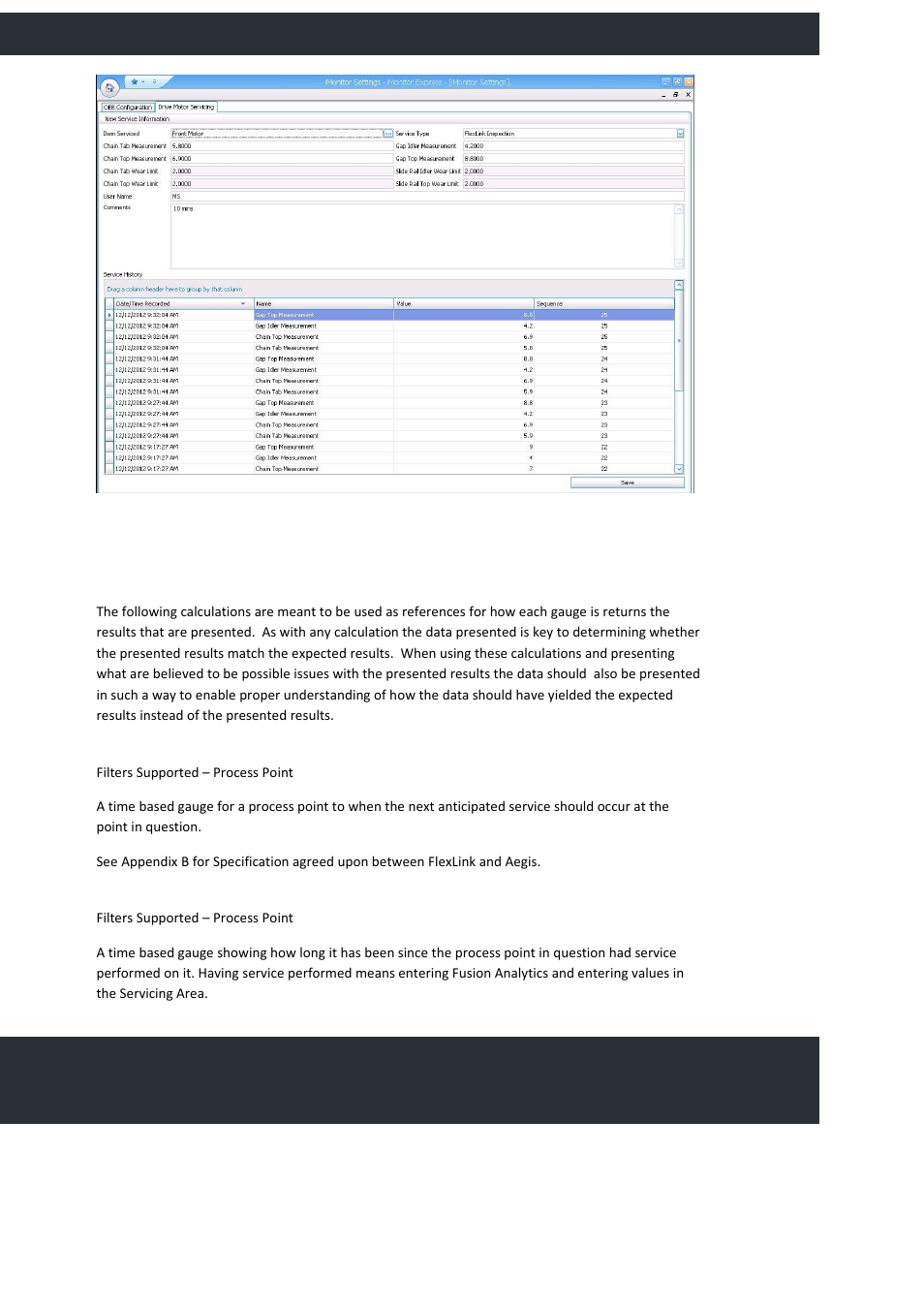 Gauge calculations, Time to next service indicator, Time since last service indicator | FlexLink YOUTILIZE User Manual | Page 86 / 125