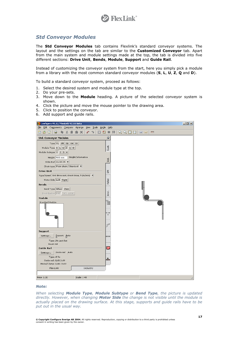 Std conveyor modules | FlexLink Configura User Manual | Page 17 / 41