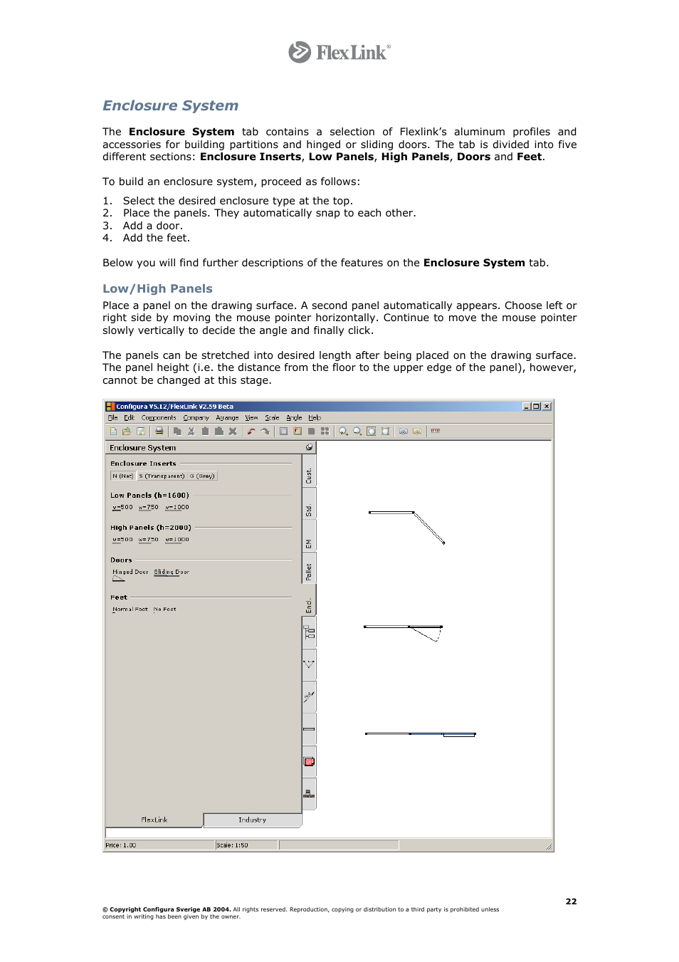 Enclosure system, Low/high panels | FlexLink Configura User Manual | Page 22 / 41