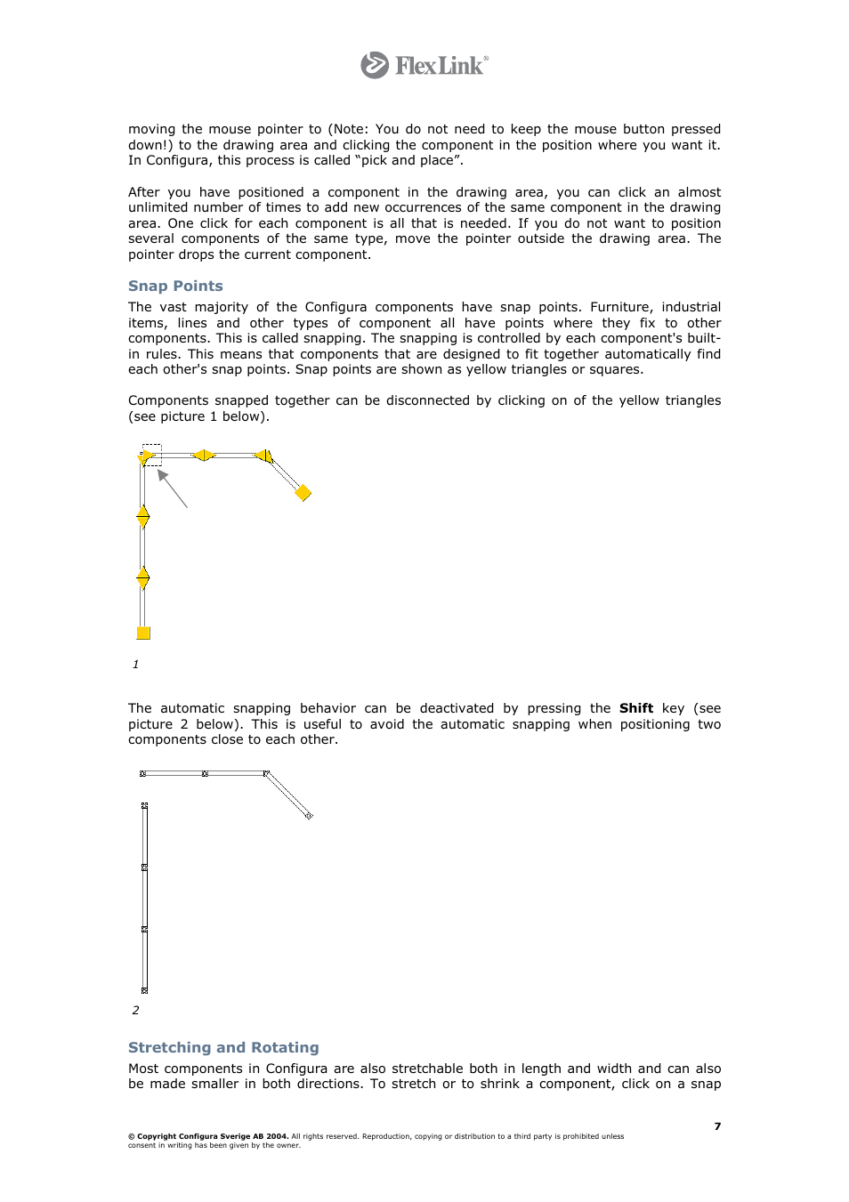 Snap points, Stretching and rotating | FlexLink Configura User Manual | Page 7 / 41