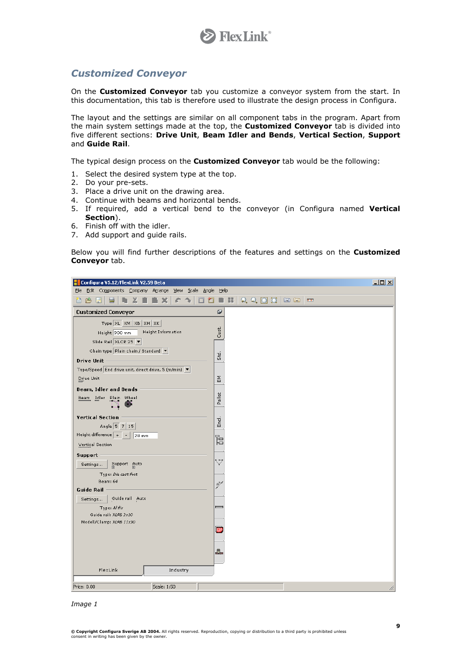Customized conveyor, Image 1 conveyor system | FlexLink Configura User Manual | Page 9 / 41