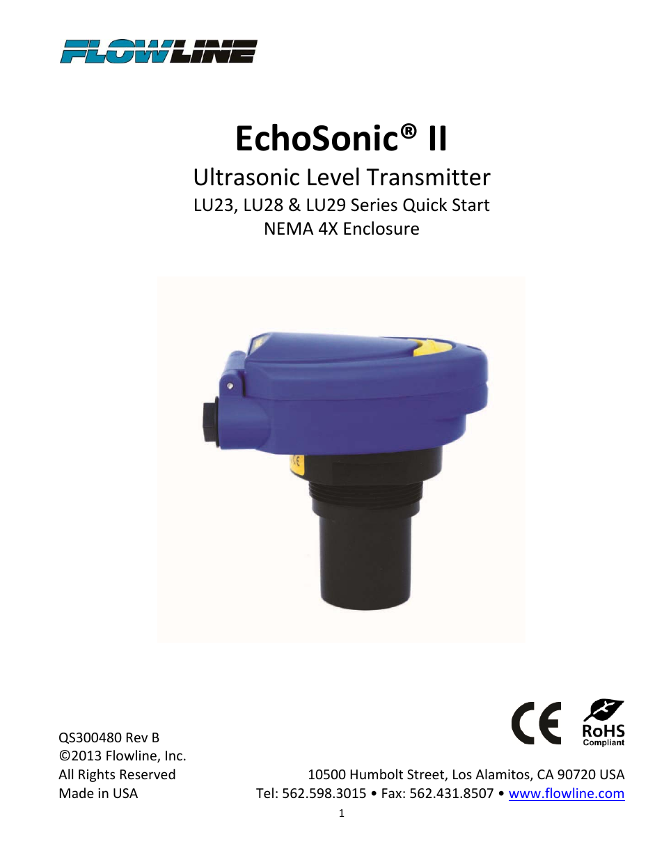 Flowline LU29 EchoSonic II User Manual | 12 pages