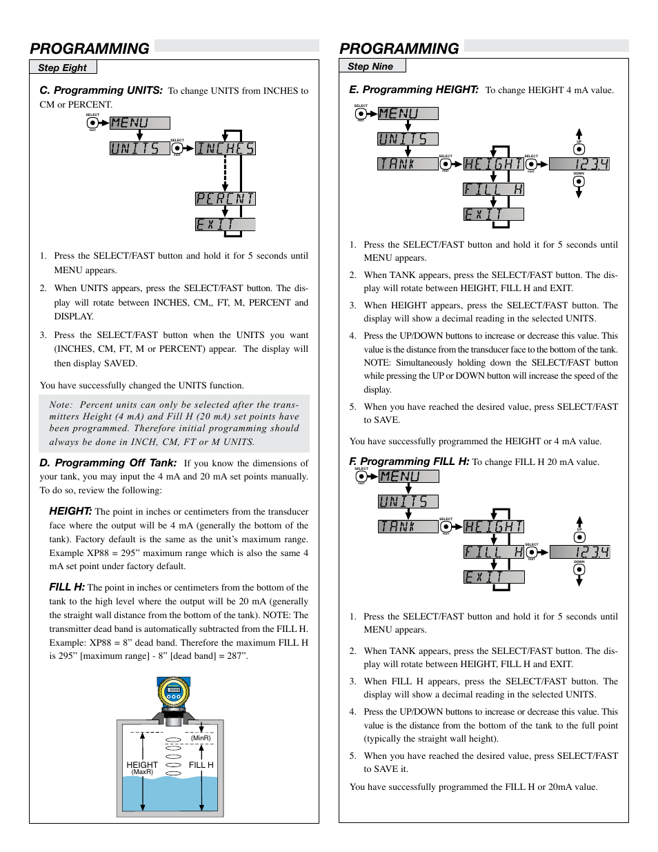 Programming, 0hqx | Flowline XP89 EchoSafe User Manual | Page 6 / 9