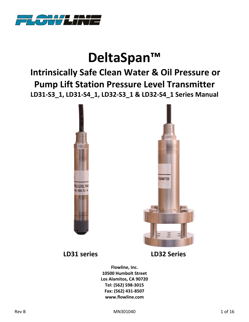 Flowline LD32‐S4_1 DeltaSpan User Manual | 16 pages