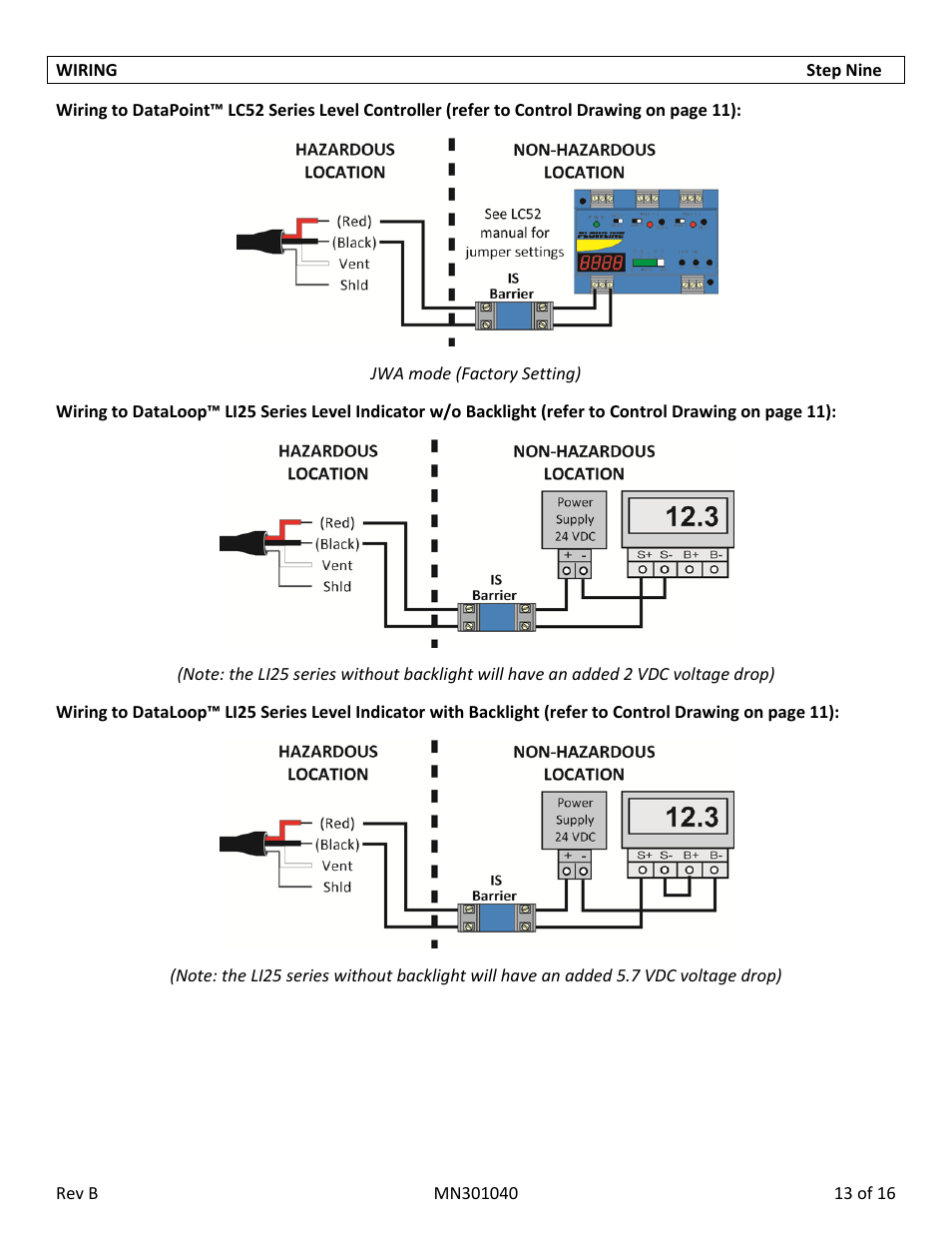 Flowline LD32‐S4_1 DeltaSpan User Manual | Page 13 / 16