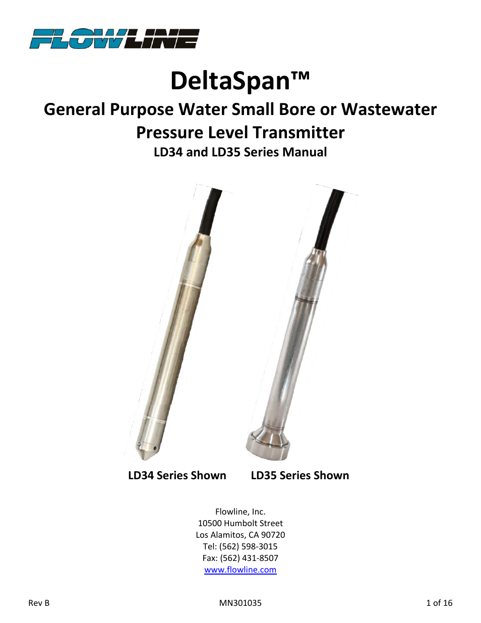 Flowline LD35 DeltaSpan User Manual | 16 pages