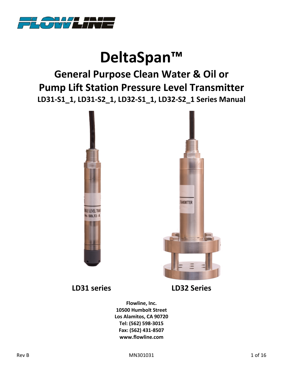 Flowline LD32‐S2_1 DeltaSpan User Manual | 16 pages