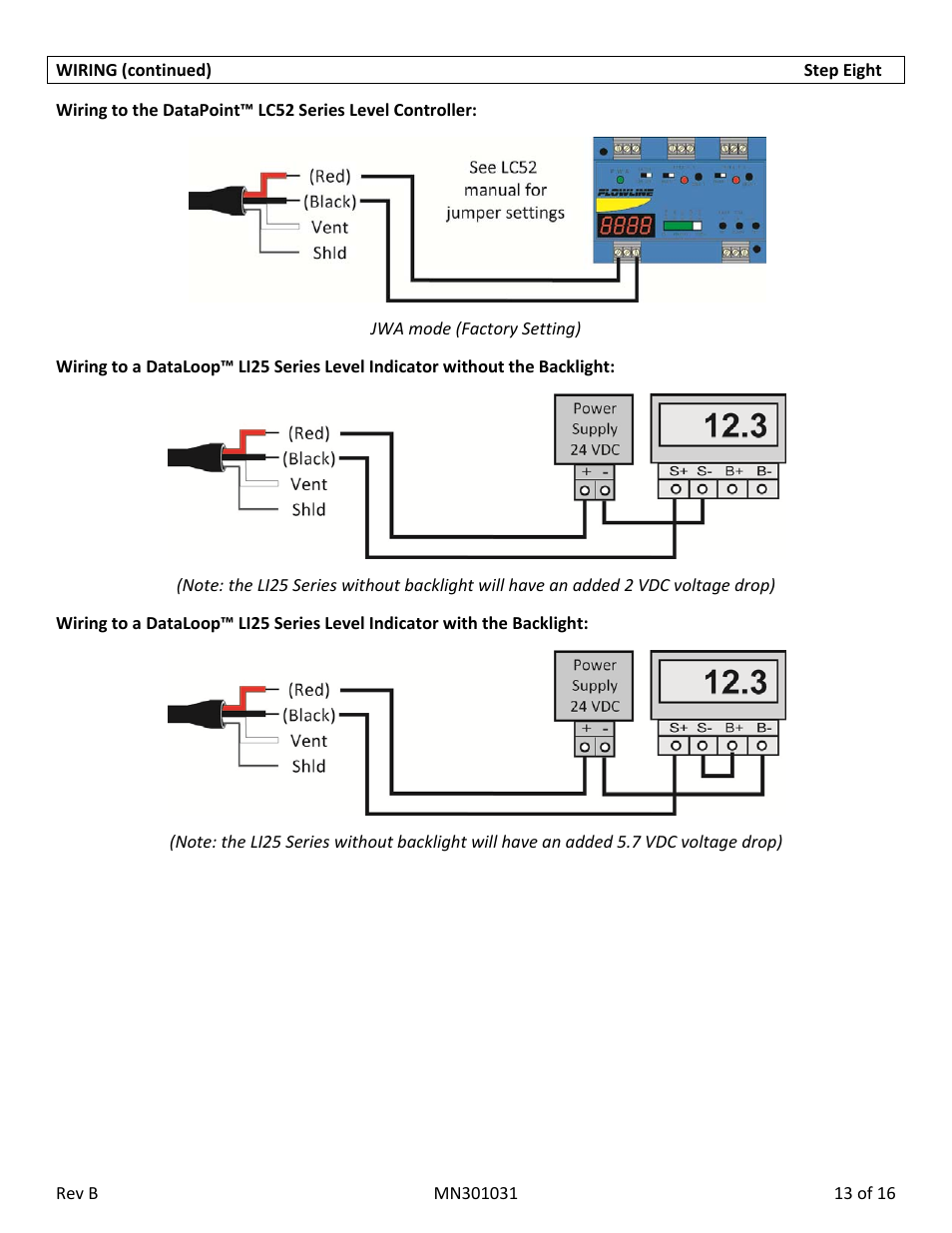 Flowline LD32‐S2_1 DeltaSpan User Manual | Page 13 / 16