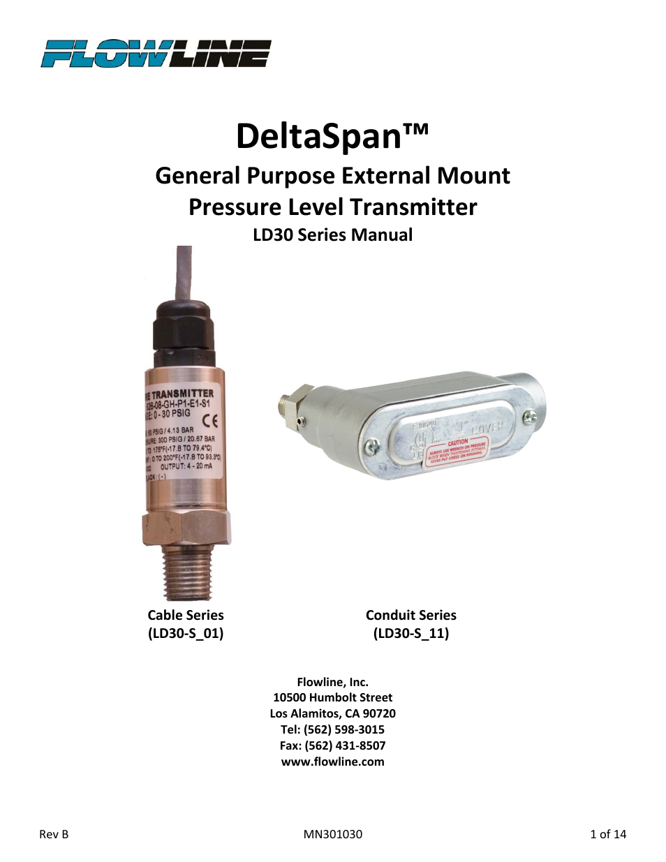 Flowline LD30 DeltaSpan User Manual | 14 pages