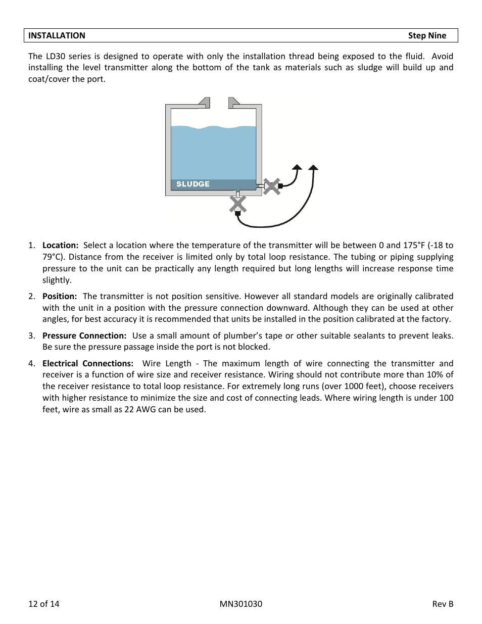 Flowline LD30 DeltaSpan User Manual | Page 12 / 14