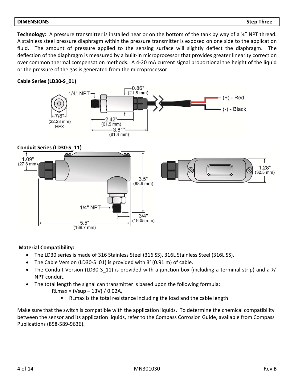 Flowline LD30 DeltaSpan User Manual | Page 4 / 14