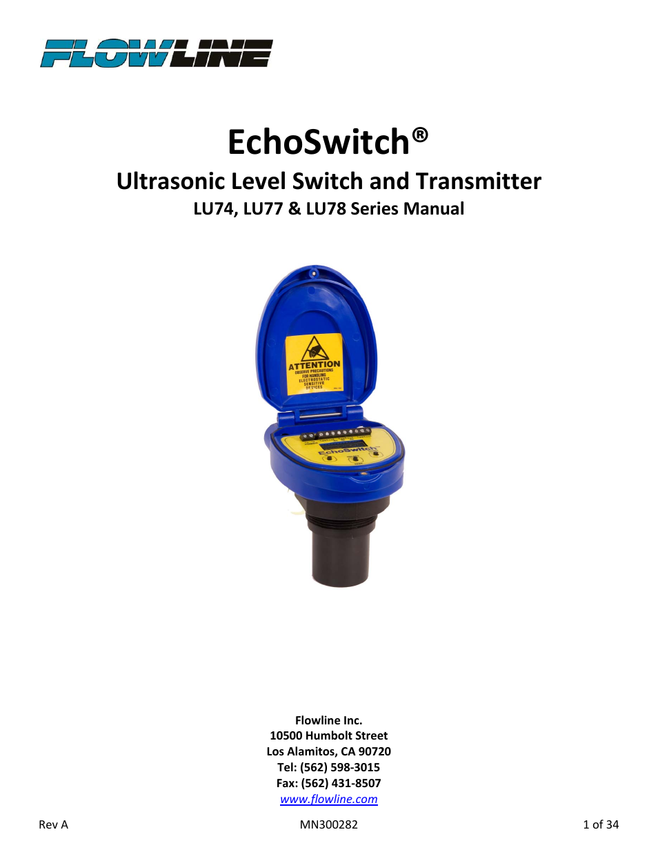 Flowline LU78 EchoSwitch User Manual | 34 pages