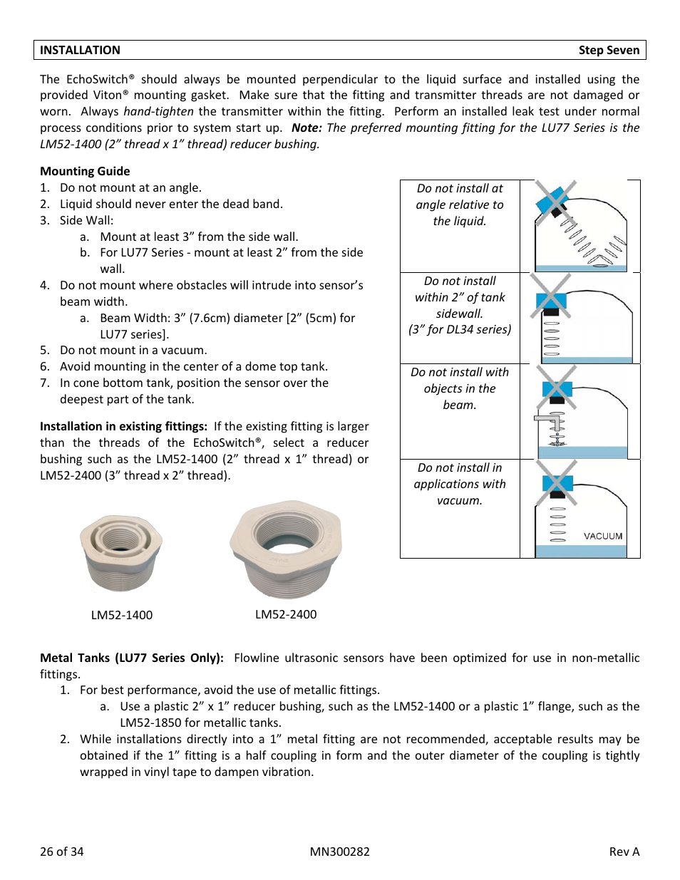 Flowline LU78 EchoSwitch User Manual | Page 26 / 34